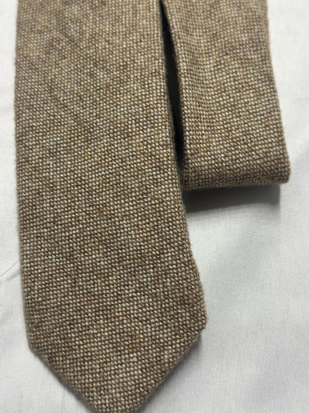 Notch Men’s Brown Taupe Textured Skinny Tie Wool Viscose Blend Neutral